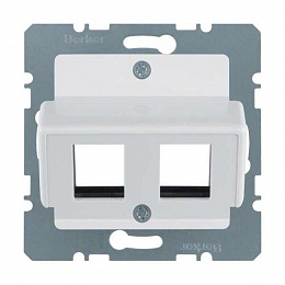 Накладка 2- местная, для Krone Jacks (полярная белизна, глянцевый) Berker. Вид 1