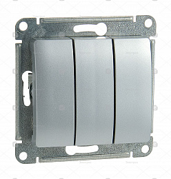 Выключатель 3-клавишный, механизм, сх.3, 10АХ, (алюминий) Glossa Systeme Electric. Вид 1