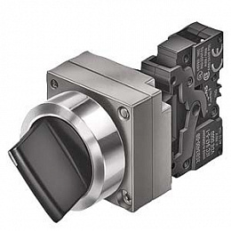 Комплектное устройство, переключатель круглый с возвратом, черный, металлический Siemens. Вид 1