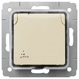 Розетка 2Р+Е 16A с крышкой (сл.кость) IP44 Cariva Legrand. Вид 1