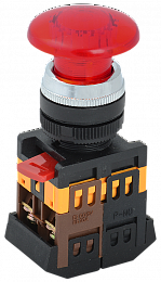 AELA-22 Кнопка "Грибок" красный d22мм неон/240В 1з+1р ИЭК. Вид 1