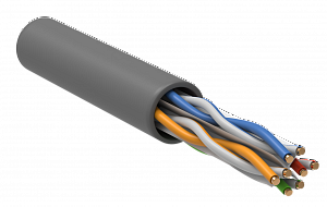 Кабель связи витая пара U/UTP, кат.6 4х2х23AWG solid, PVC, 305м, серый ITK. Вид 1
