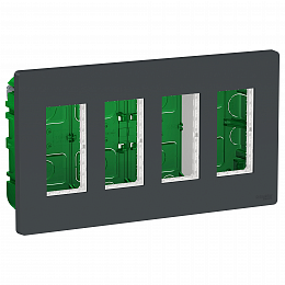 Блок скрытой установки 4х2 (антрацит) Unica System+ Schneider Electric. Вид 1