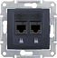 Розетка компьют., RJ45, двойн., кат. 6, экран. stp, с пруж. заж. (графит) Sedna Schneider Electric. Вид 1.