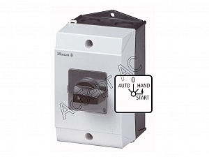 207095 T0-2-15907/I1 Переключатель управления, корпус 4S, 12A, Пол.AUTO-0-HAND <START, 45 °, фиксация / мгновенная, 48х48 мм Eaton. Вид 1
