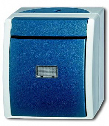 2621 WGL-53-500 Кнопка 1-клавишная, 1-полюсная, с подсветкой, IP44, для открытого монтажа, серия ocean, цвет серый/сине-зелёный ABB. Вид 1