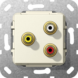 Розетка 2xRCA+композитный (кремовый глянцевый) System 55 Gira. Вид 1