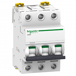 iC60N 3P 25А Автоматический выключатель 3-полюсный, 25А, 6кА (хар-ка C) Schneider Electric. Вид 1
