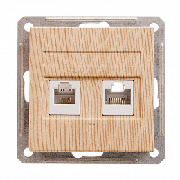 Розетка двойная RJ11+RJ45, 160В, 1А, кат.5e, механизм, (сосна) Wessen 59 Systeme Electric. Вид 1