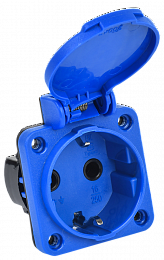 MAGNUM Розетка панельная SCHUKO РП11-3 IP44 синий ИЭК. Вид 1