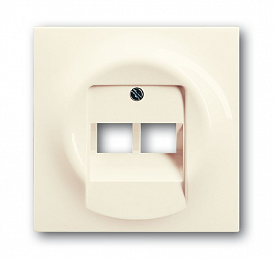 1803-02-72 Плата центр. (накладка) для 2-постовой телекомм. розетки 0214, 0215, 0217, 0218, с полем для надписи, серия impuls, слоновая кость ABB. Вид 1