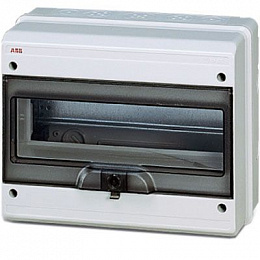 12 745 Бокс настенного монтажа серый на 12 мод. (с пр. дверцей, вверх) 275х220х140 IP65 ABB. Вид 1