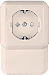 Розетка с заземлением, со шторками, О/У, плинтусн.монт.пл.16А 250В (белый) Прима Systeme Electric. Вид 1