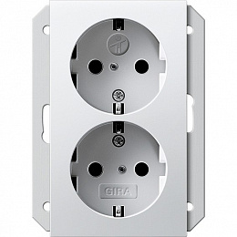 Розетка двухместная, с заземлением (белый матовый) System 55 Gira. Вид 1