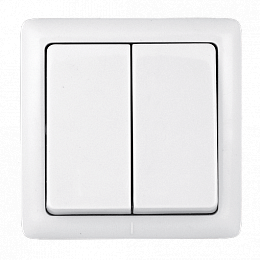 Выключатель 2-клавишный, О/У, изол.пл., 6А, 250В (белый) Хит Systeme Electric. Вид 1