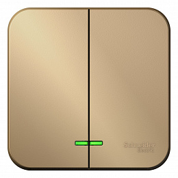 Выключатель 2-клавишный, О/У, (cх.5) с подсв.изол.пл,10а,250b (титан) Blanca Systeme Electric. Вид 1