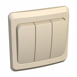 Выключатель 3-клавишный, 10АХ, С/У (кремовый) Этюд Systeme Electric. Вид 1