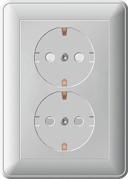 Розетка двойная с заземлением со шторками, 16А, в сборе (шампань) Wessen 59 Systeme Electric. Вид 1
