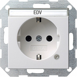 Розетка с заземлением (белый глянцевый) System 55 Gira. Вид 1