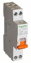 Диффавтомат АД63 К 1П+Н 20А/30mA 4,5кА, С, АС, 18мм серии Домовой Schneider Electric. Вид 1