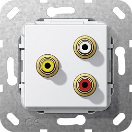 Розетка 2xRCA+композитный (белый глянцевый) System 55 Gira. Вид 1