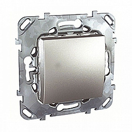 Выключатель 1-клавишный, двухполюсный, 16А (алюминий) Unica Top Schneider Electric. Вид 1