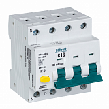 ДИФ-103 Дифф. автомат 3P+N, 16А, 30mA, тип AC, 6kA (хар-ка C) DEKraft