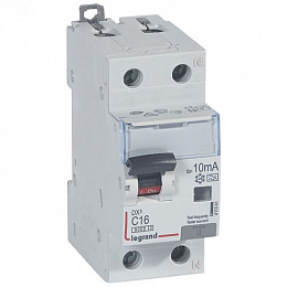 DX3 Дифф. автомат 1P+N, 16A, 10mA, тип А, 6kA (хар-ка C) Legrand. Вид 1