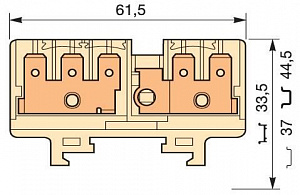 ENT  Клемма HD6/9.2G.3G quick-connect (fast on) 6,3x0,8мм, 6 мм. кв., 2 цепи (3 вертикальные + 2 вертикальные с тестовым гнездом) TYCO. Вид 1