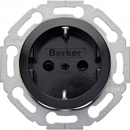 Розетка (черный, глянцевый) Serie 1930/Glas/Palazzo Berker. Вид 1