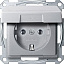 Розетка SCHUKO с крышкой (алюминий) Merten Schneider Electric. Вид 1.