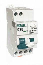 УЗДП-103 Устройство защиты от дугового пробоя 1P+N 20A х-ка C 6кА DEKraft. Вид 1