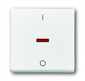 1788-84 Клавиша для механизма 1-клавишного выключателя/переключателя/кнопки, с красной линзой, с маркировкой "I/O", серия solo/future, цвет davos/аль. Вид 1