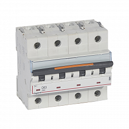 DX3 Автоматический выключатель 4-полюсный 63A 25kA (хар-ка D) Legrand. Вид 1