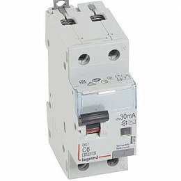 DX3 Дифф. автомат 1P+N, 6A, 30mA, тип АC, 10kA, (хар-ка C) Legrand. Вид 1