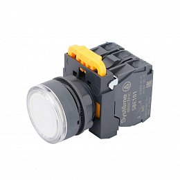 Кнопка с подсветкой в сборе модуль 22мм белая пластик 230-240В AC 1НО+1НЗ Systeme Electric. Вид 1