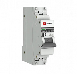 ВА47-63 Автоматический выключатель 1-полюсный, 6А, 4,5kA (хар-ка В) EKF. Вид 1