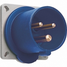 232 BU6 Вилка панельная с прямым фланцем 32A, 2P+E, IP44 ABB. Вид 1