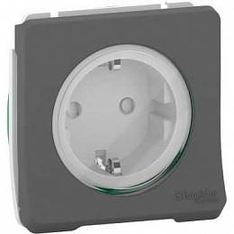 Розетка 2P+PE с з/к. и со шторками IP55 (антрацит) Mureva Styl Schneider Electric. Вид 1