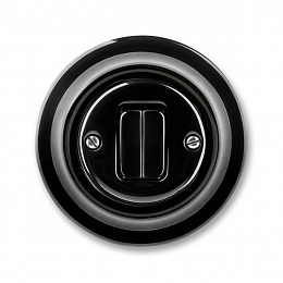 3559K-C52345 N Переключатель двухклавишный чёрный фарфор Decento ABB. Вид 1