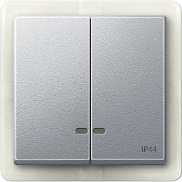 Клавиша двойная с окошком для световой индикации IP44, sm (алюминий) Merten Schneider Electric. Вид 1