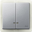 Клавиша двойная с окошком для световой индикации IP44, sm (алюминий) Merten Schneider Electric. Вид 1.