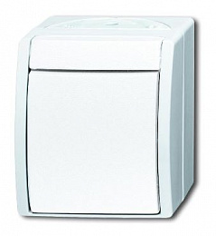 2601/6 W-54-500 Переключатель 1-клавишный, IP44, для открытого монтажа, серия ocean, цвет альпийский белый ABB. Вид 1