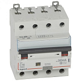 DX3 Дифф. автомат 4-полюсный, 16A, 300mA, тип АC, 6kA (хар-ка C) Legrand