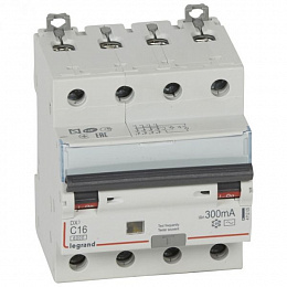 DX3 Дифф. автомат 4-полюсный, 16A, 300mA, тип АC, 6kA (хар-ка C) Legrand. Вид 1