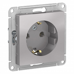 Розетка с заземлением 16А, механизм, винтовой зажим (алюминий) Atlas Design Systeme Electric. Вид 1