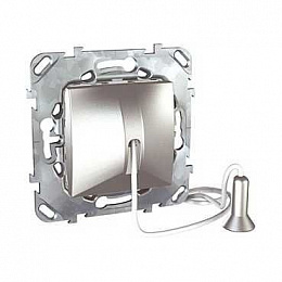 Выключатель без фиксации со шнуром, 1М, (алюминий) Unica  Schneider Electric. Вид 1