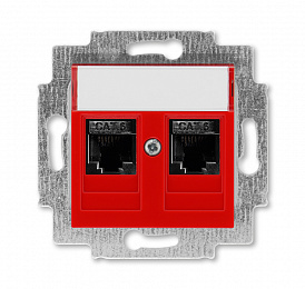5014H-A61018 65W Розетка компьютерная, 2хRJ45 кат.6, Levit, красный ABB. Вид 1