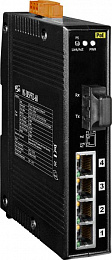 Индустриальный коммутатор: 4х10/100 Base-T Ethernet, 4xPoE, один оптический канал, Single-mode, 60 км, разъем SC ICP DAS. Вид 1
