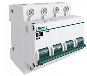 ВА-101 Автоматический выключатель 4-полюсный, 50А, 4.5kА (хар-ка C) DEKraft. Вид 1